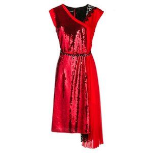 Marc Jacobs Mixed-Media Asymmetrical Cocktail Dress